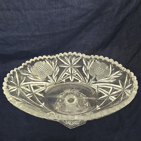 Stunning Jardiniere 24% Lead Hand Cut Lead Crystal Helena Stem Centerpiece 327 - Picture 2 of 11